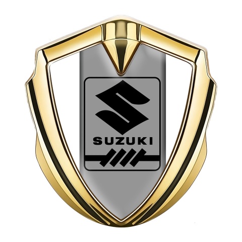 Suzuki Bodyside Domed Emblem Gold White Frame Black Gearshift Logo