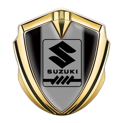Suzuki 3d Emblem Badge Gold Black Frame Black Gearshift Logo