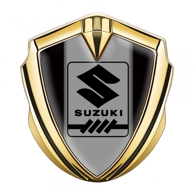 Suzuki 3d Emblem Badge Gold Black Frame Black Gearshift Logo