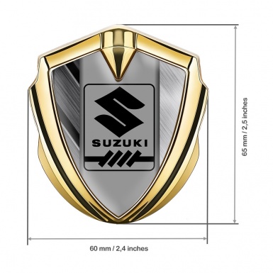 Suzuki Silicon Emblem Badge Gold Steel Panels Black Gearshift Logo