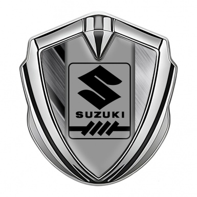 Suzuki Silicon Emblem Badge Silver Steel Panels Black Gearshift Logo