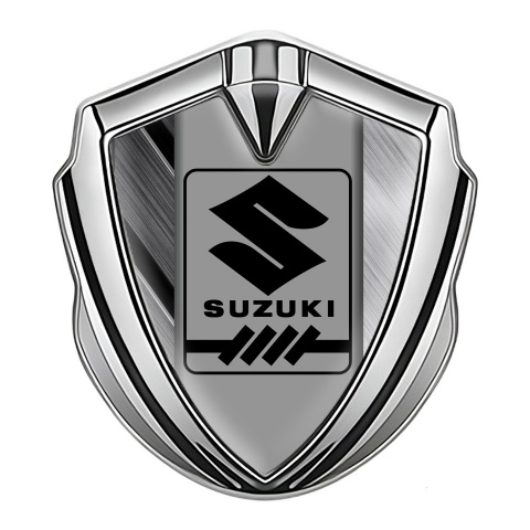 Suzuki Silicon Emblem Badge Silver Steel Panels Black Gearshift Logo