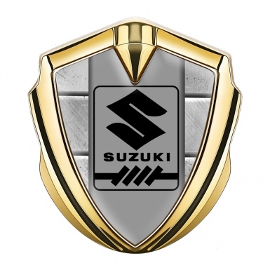 Suzuki Emblem Silicon Badge Gold Stone Pattern Black Gearshift Logo