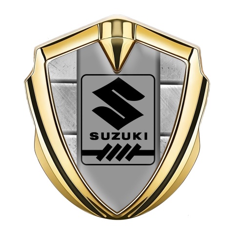 Suzuki Emblem Silicon Badge Gold Stone Pattern Black Gearshift Logo