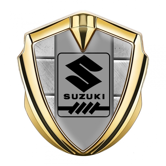 Suzuki Emblem Silicon Badge Gold Stone Pattern Black Gearshift Logo