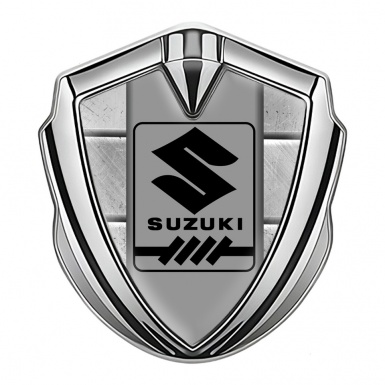 Suzuki Emblem Silicon Badge Silver Stone Pattern Black Gearshift Logo