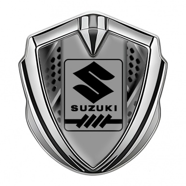 Suzuki Metal Domed Emblem Silver Grate Elements Black Gearshift Logo