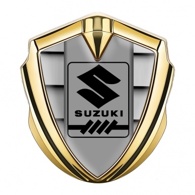 Suzuki Emblem Badge Self Adhesive Gold Grille Motif Gearshift Logo