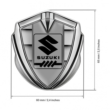 Suzuki Emblem Badge Self Adhesive Silver Grille Motif Gearshift Logo