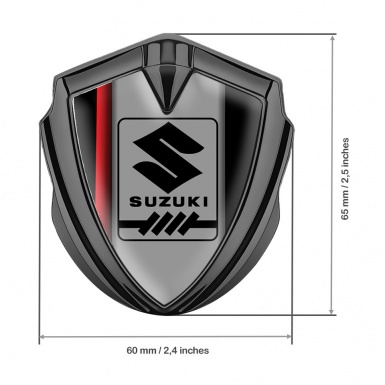 Suzuki Metal Emblem Self Adhesive Graphite Crimson Stripe Gearshift Logo