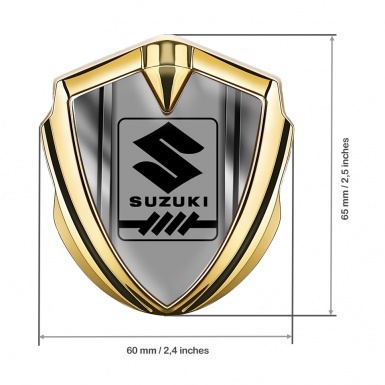 Suzuki Fender Emblem Badge Gold Shiny Frame Black Gearshift Logo