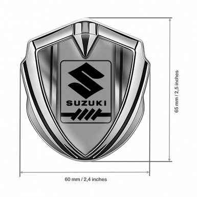 Suzuki Fender Emblem Badge Silver Shiny Frame Black Gearshift Logo