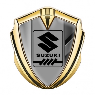 Suzuki Emblem Self Adhesive Gold Mixed Frame Black Gearshift Logo