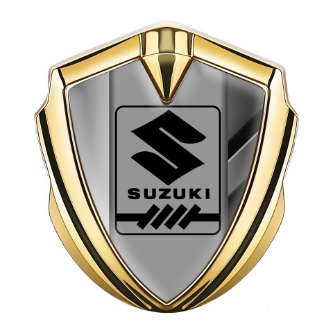 Suzuki Emblem Self Adhesive Gold Mixed Frame Black Gearshift Logo
