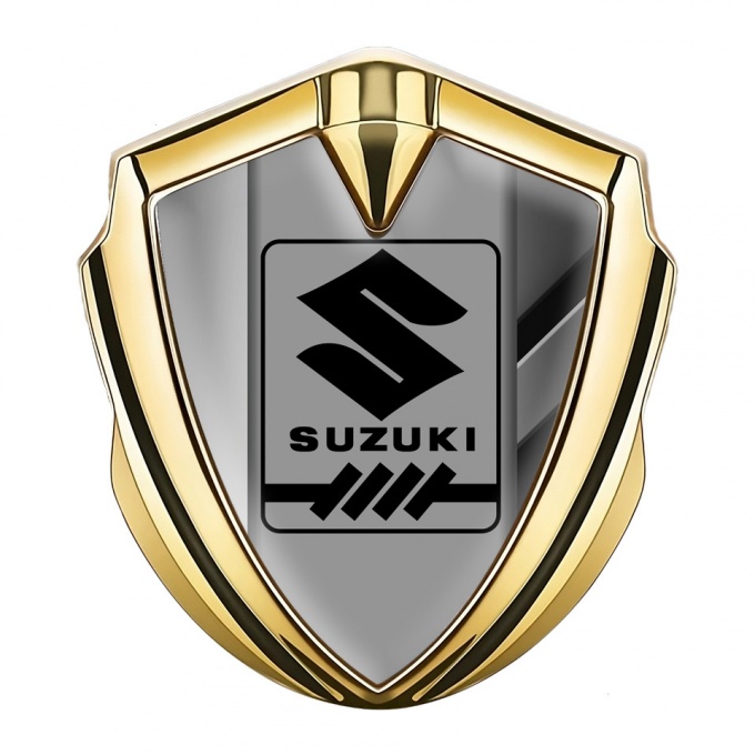 Suzuki Emblem Self Adhesive Gold Mixed Frame Black Gearshift Logo