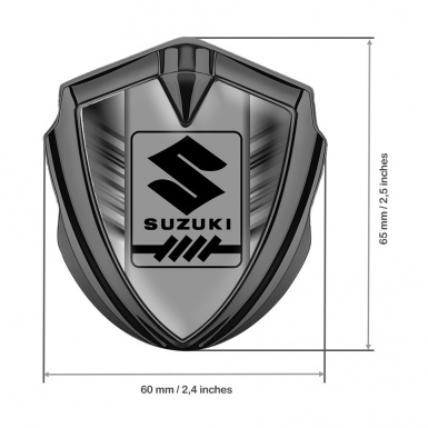 Suzuki Emblem Ornament Badge Graphite Grey Stripes Black Gearshift Logo
