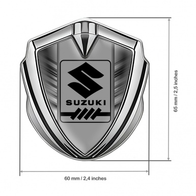 Suzuki Emblem Ornament Badge Silver Grey Stripes Black Gearshift Logo