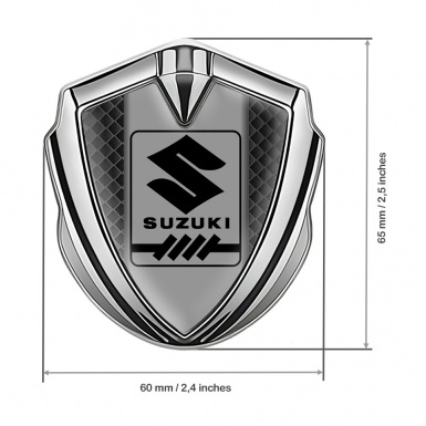 Suzuki Bodyside Domed Emblem Silver Dark Squares Black Gearshift Logo