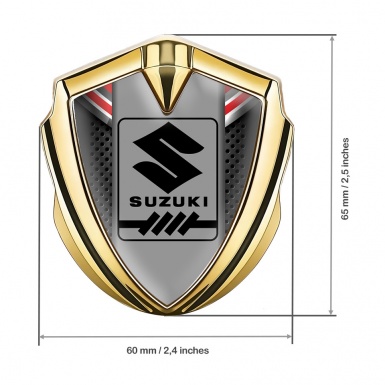 Suzuki Emblem Metal Badge Gold Dark Grate Black Gearshift Logo