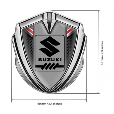 Suzuki Emblem Metal Badge Silver Dark Grate Black Gearshift Logo