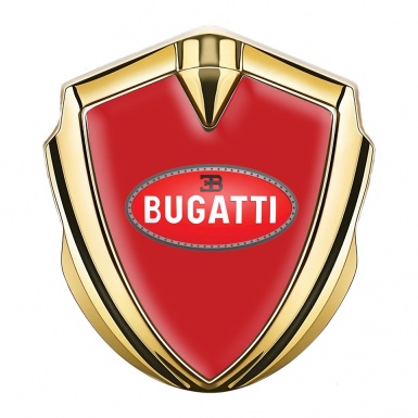 Bugatti Silicon Emblem Badge Gold Crimson Base Red Oval Logo Design