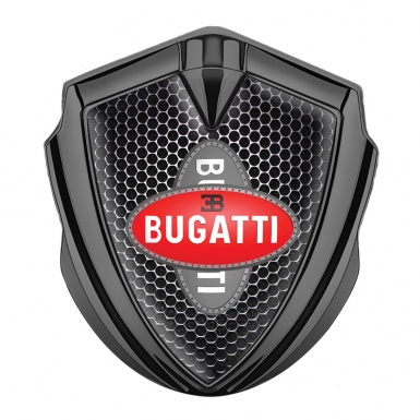 Bugatti Emblem Metal Badge Graphite Black Grate Crossed Logo Edition