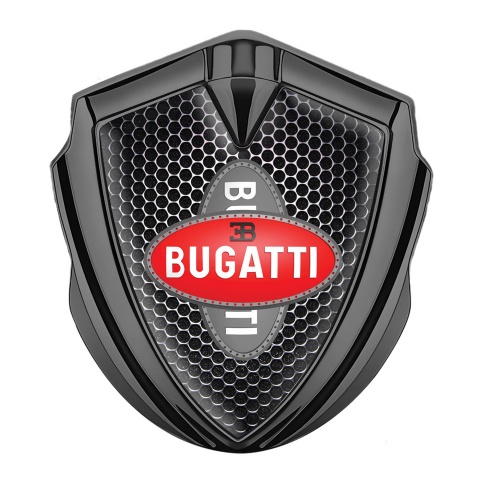 Bugatti Emblem Metal Badge Graphite Black Grate Crossed Logo Edition
