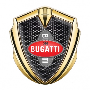 Bugatti Emblem Metal Badge Gold Black Grate Crossed Logo Edition