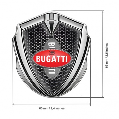 Bugatti Emblem Metal Badge Silver Black Grate Crossed Logo Edition