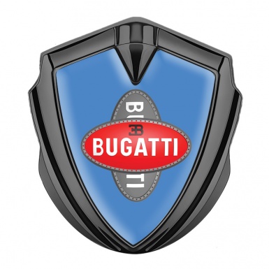 Bugatti 3d Emblem Badge Graphite Glacial Blue Crossed Logo Edition