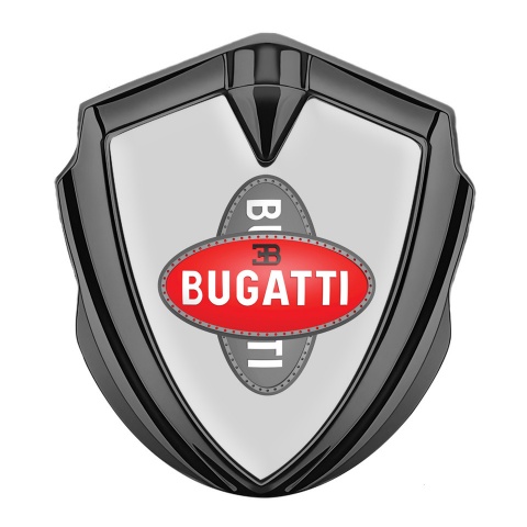 Bugatti Silicon Emblem Badge Graphite Moon Grey Crossed Logo Edition