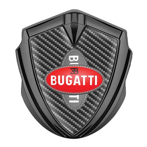 Bugatti Emblem Car Badge Graphite Dark Carbon Crossed Logo Edition