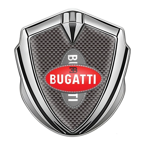 Bugatti Emblem Silicon Badge Silver Brown Carbon Crossed Logo Edition