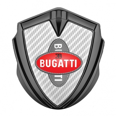 Bugatti Badge Self Adhesive Graphite White Carbon Crossed Logo Motif
