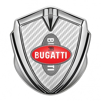 Bugatti Badge Self Adhesive Silver White Carbon Crossed Logo Motif