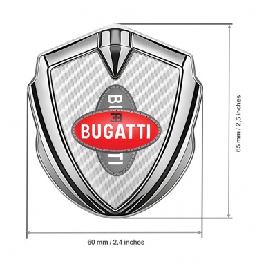 Bugatti Badge Self Adhesive Silver White Carbon Crossed Logo Motif