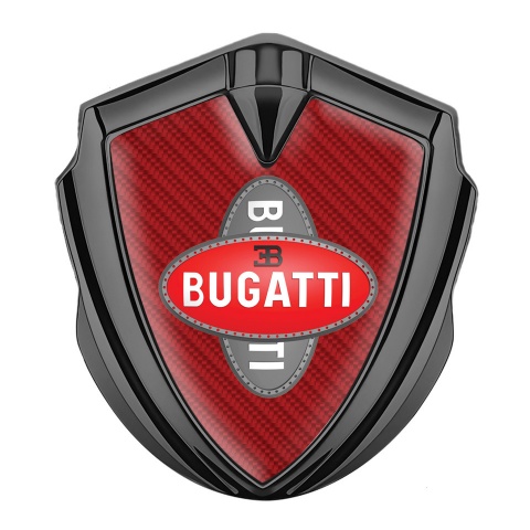 Bugatti Emblem Badge Self Adhesive Graphite Red Carbon Crossed Logo