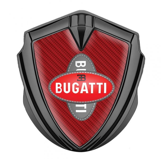 Bugatti Emblem Badge Self Adhesive Graphite Red Carbon Crossed Logo
