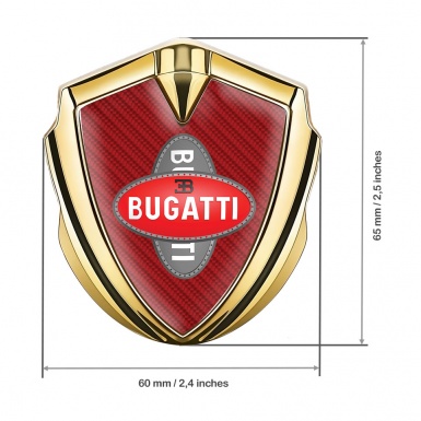 Bugatti Emblem Badge Self Adhesive Gold Red Carbon Crossed Logo