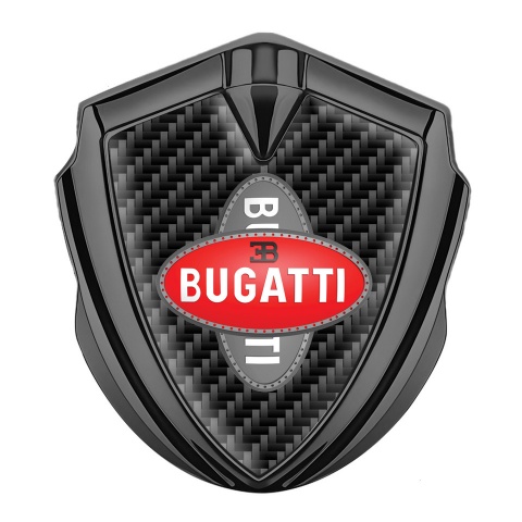 Bugatti Emblem Fender Badge Graphite Black Carbon Crossed Logo Design