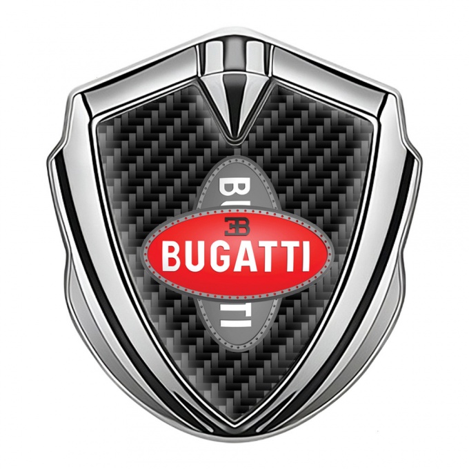 Bugatti Emblem Fender Badge Silver Black Carbon Crossed Logo Design