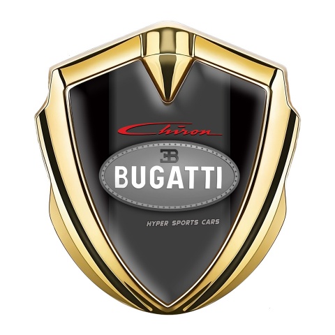 Bugatti Chiron Fender Emblem Badge Gold Black Base Classic Logo