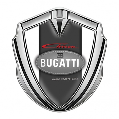 Bugatti Chiron Emblem Trunk Badge Silver White Frame Classic Logo
