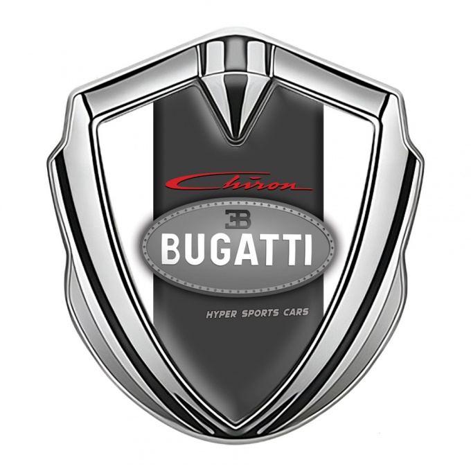 Bugatti Chiron Emblem Trunk Badge Silver White Frame Classic Logo