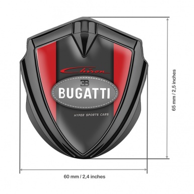 Bugatti Chiron Metal Emblem Badge Graphite Red Frame Classic Logo