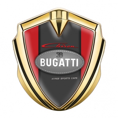 Bugatti Chiron Metal Emblem Badge Gold Red Frame Classic Logo