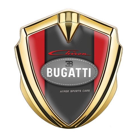 Bugatti Chiron Metal Emblem Badge Gold Red Frame Classic Logo