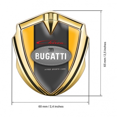 Bugatti Chiron Domed Emblem Badge Gold Yellow Frame Classic Logo