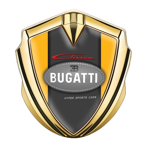 Bugatti Chiron Domed Emblem Badge Gold Yellow Frame Classic Logo