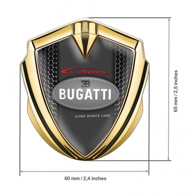 Bugatti Chiron Bodyside Domed Emblem Gold Steel Grate Classic Logo